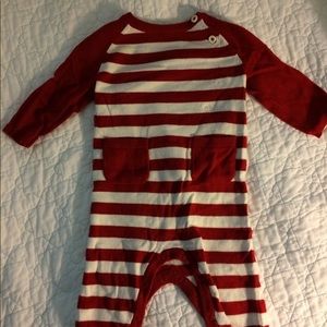 Red striped sweater onesie